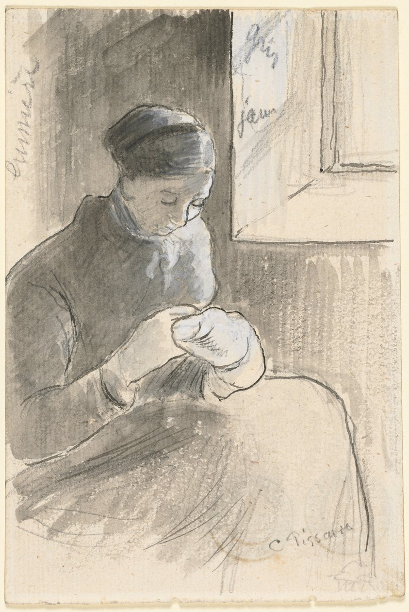 The Mender, c. 1881. av Camille Jacob Pissarro