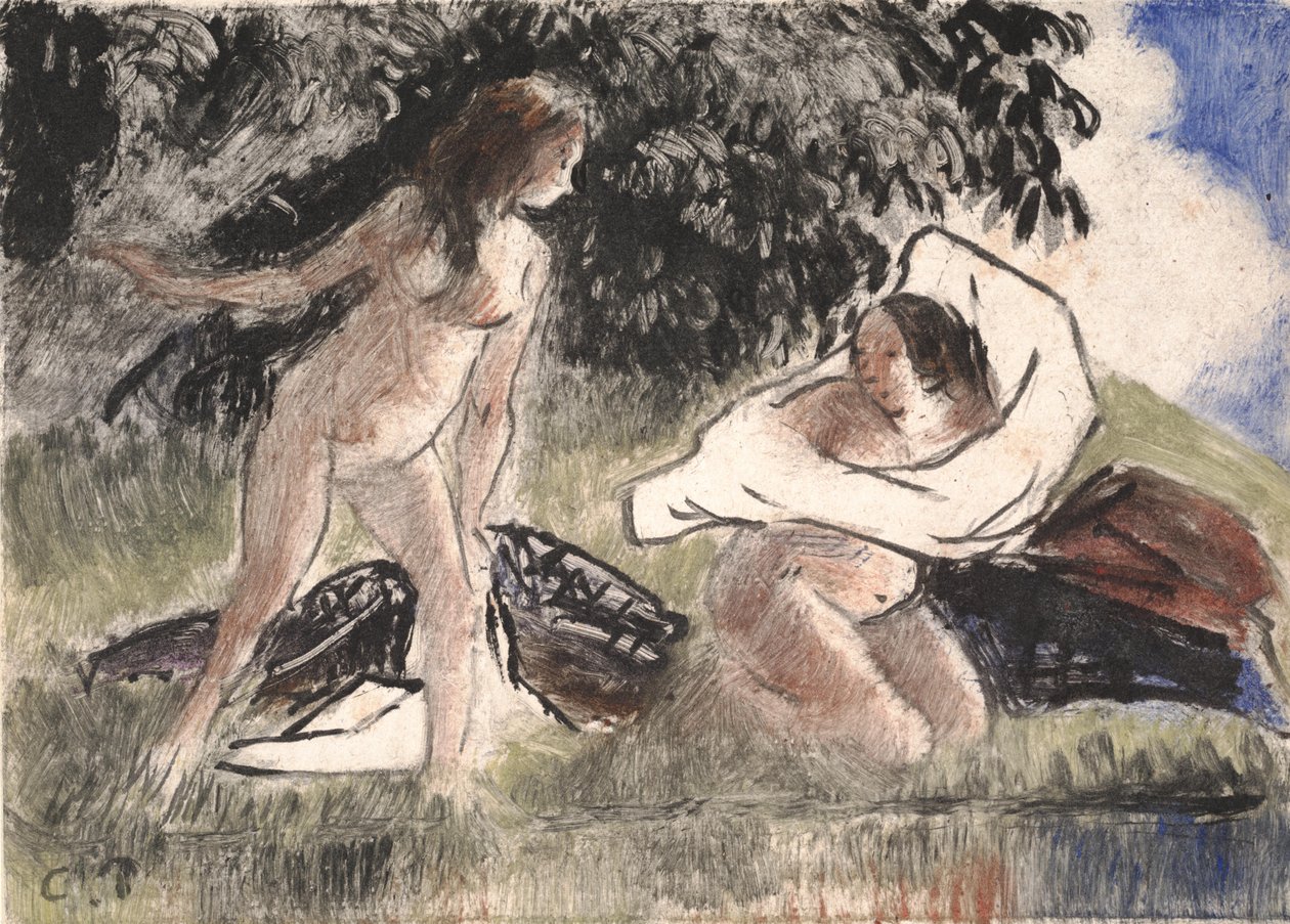 Badgäster av Camille Jacob Pissarro