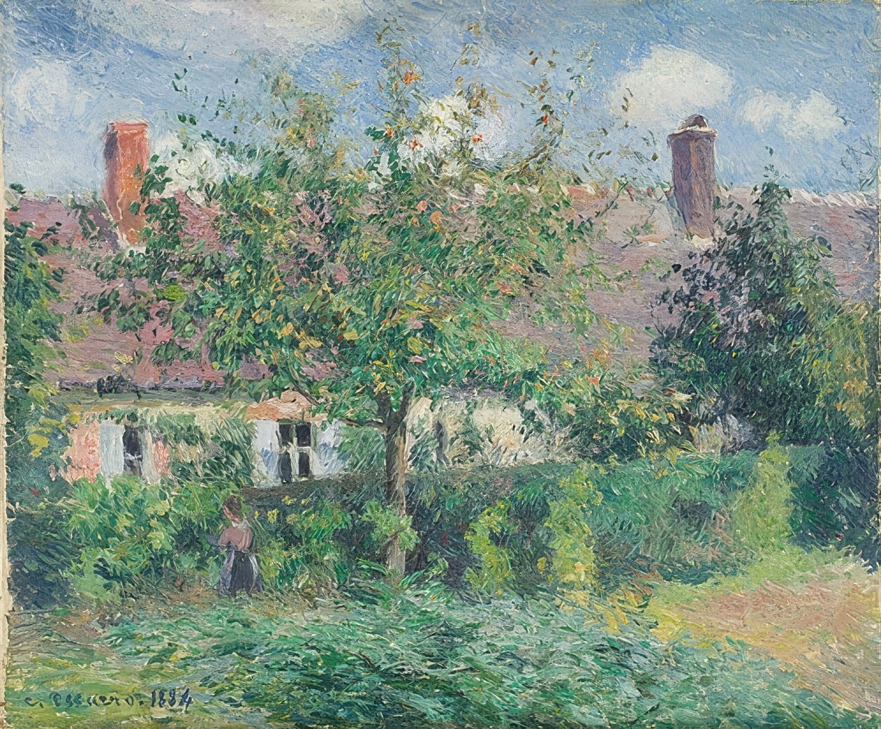 Bauernhaus i Éragny. 1884 av Camille Jacob Pissarro