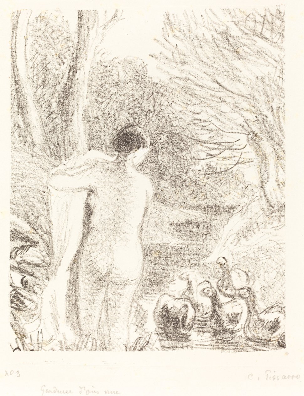 Naken gåsflicka av Camille Pissarro