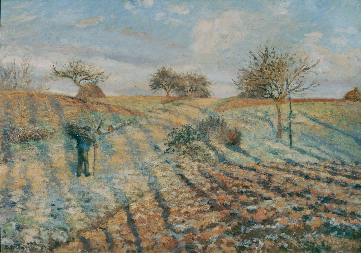 Gelee blanche (rimfrost) ... (olja på duk) av Camille Pissarro