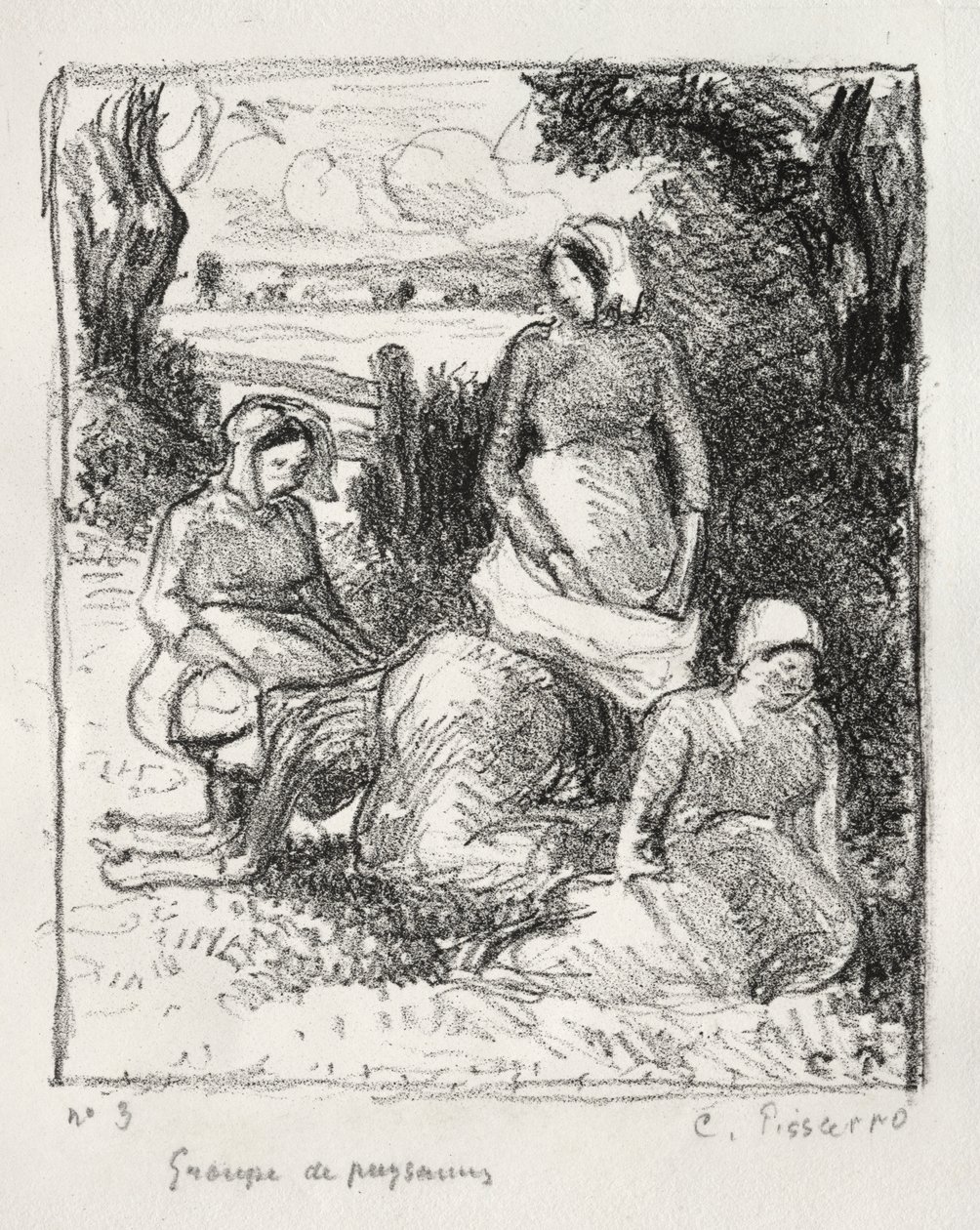Grupp bönder av Camille Pissarro