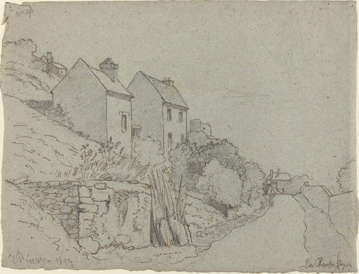 Hus vid en väg, 1859. av Camille Pissarro