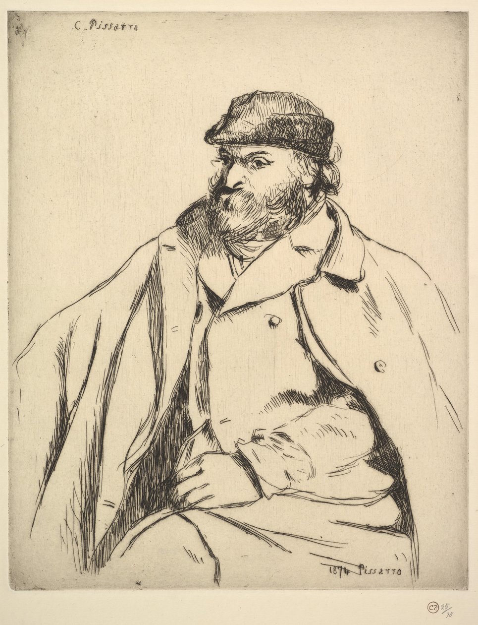 Porträtt av Paul Cézanne, 1874. av Camille Pissarro