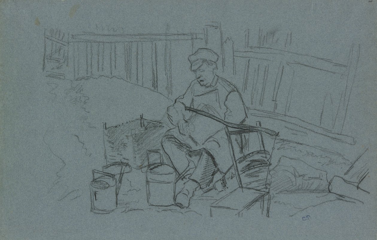 Pyssla med hans verktyg av Camille Pissarro