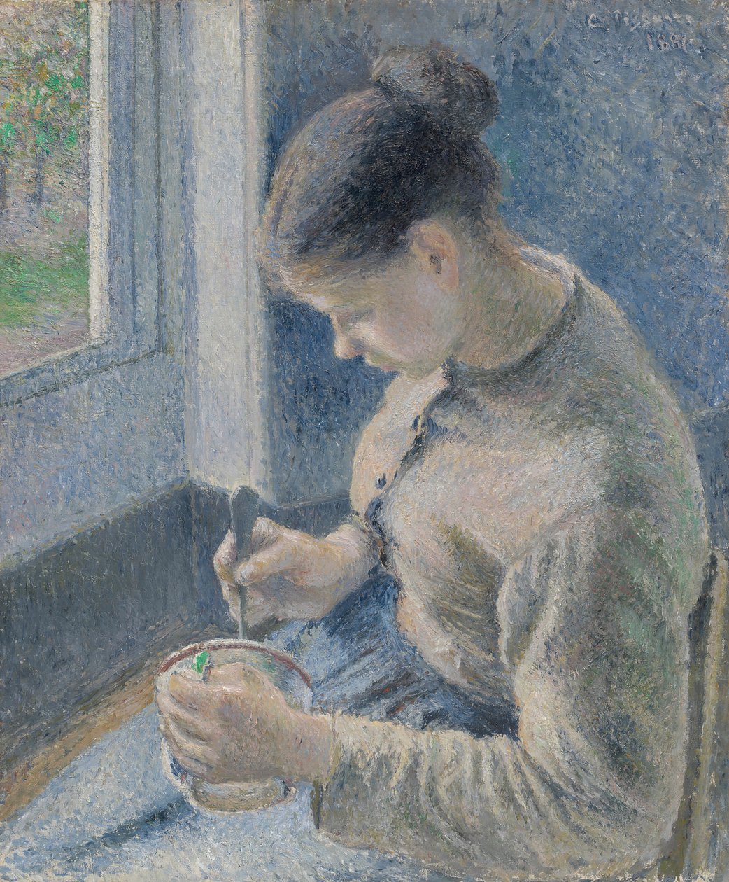 Ung bonde som dricker sitt kaffe, 1881. av Camille Pissarro