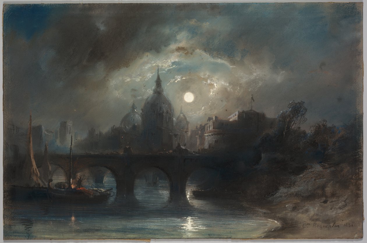 Utsikt över en stad på natten, 1831. av Camille Roqueplan