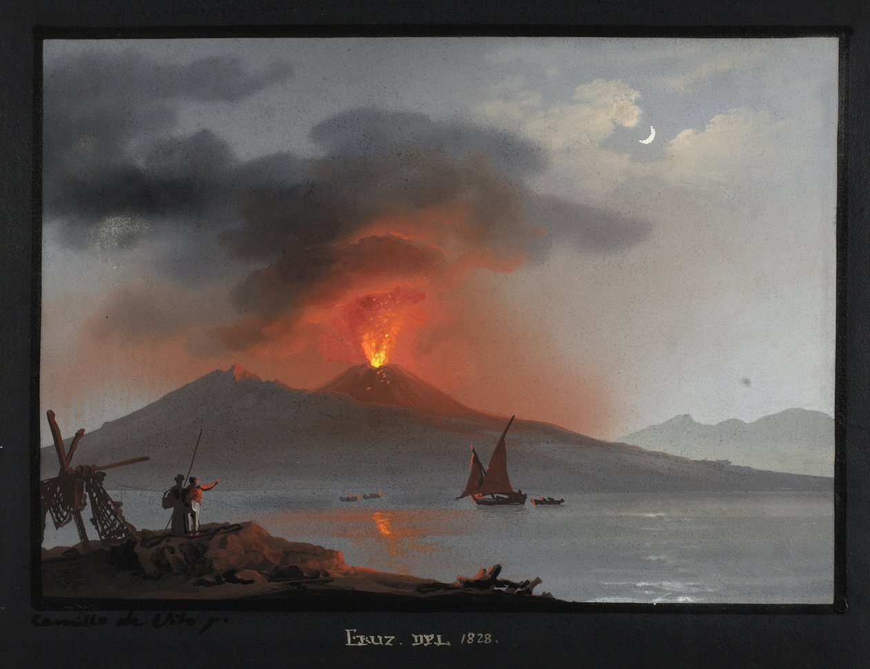 Vesuvius, utbrottet 1828 av Camillo de Vito