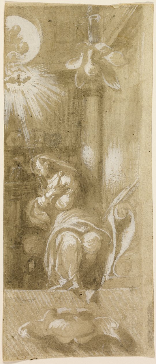 Studie för Jungfrun Annunciate av Camillo Boccaccino