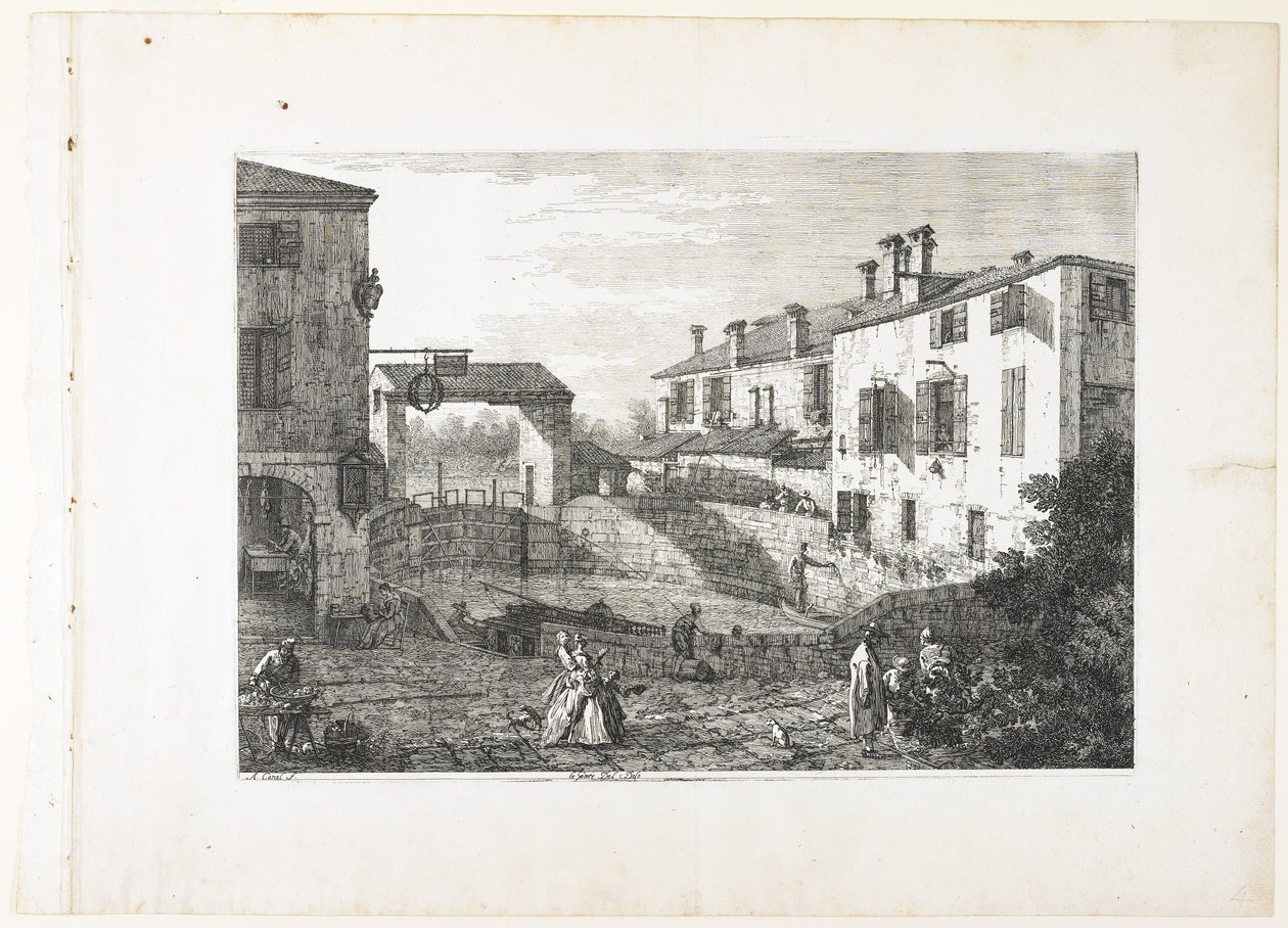 Slussarna i Dolo av Giovanni Antonio Canal