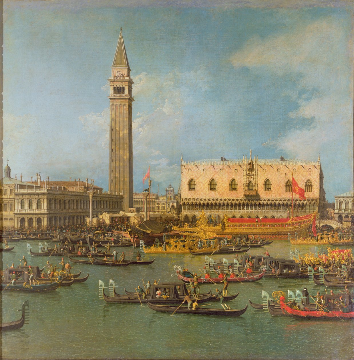 Utsikt över Markuspalatset, Venedig, med förberedelser för dogens bröllop av Giovanni Antonio Canal