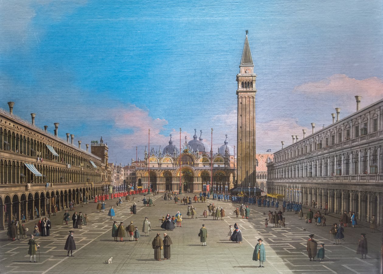 Piazza San Marco med basilikan, Venedig av Canaletto