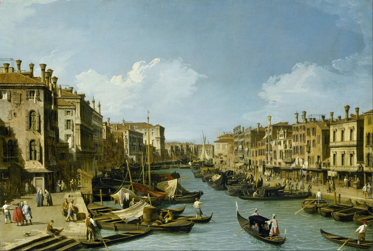 Canal Grande nära Rialtobron, Venedig av Canaletto