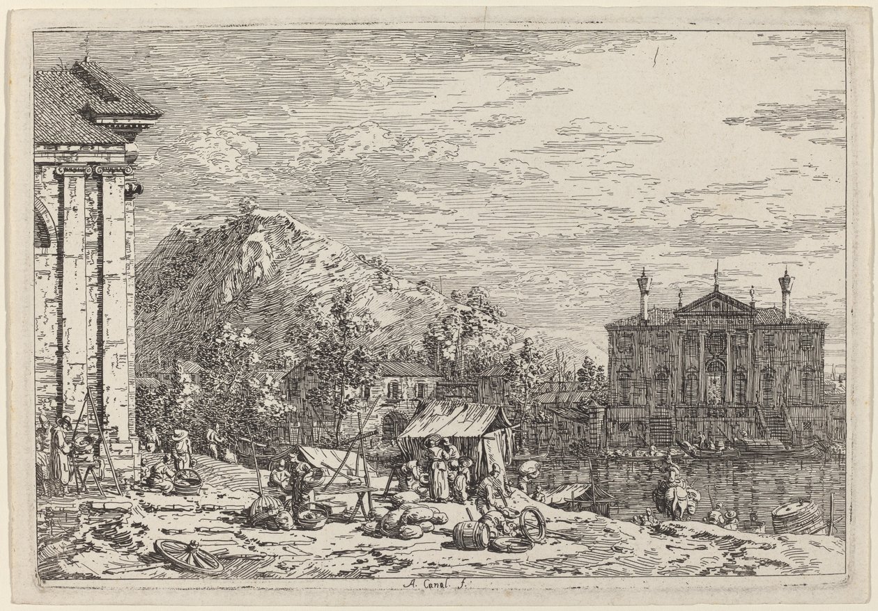 Marknaden i Dolo av Canaletto