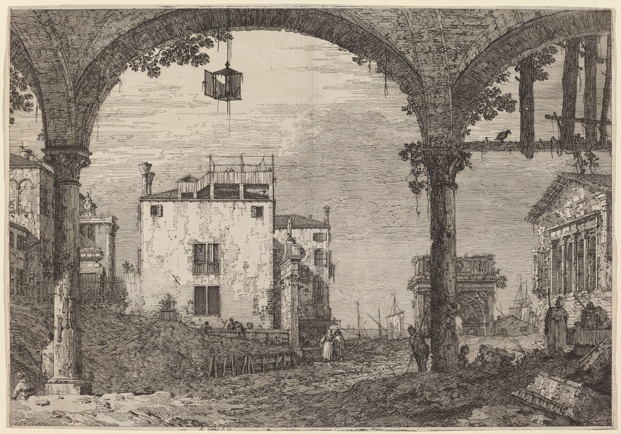 Portiken med lyktan, ca. 17351746. av Canaletto