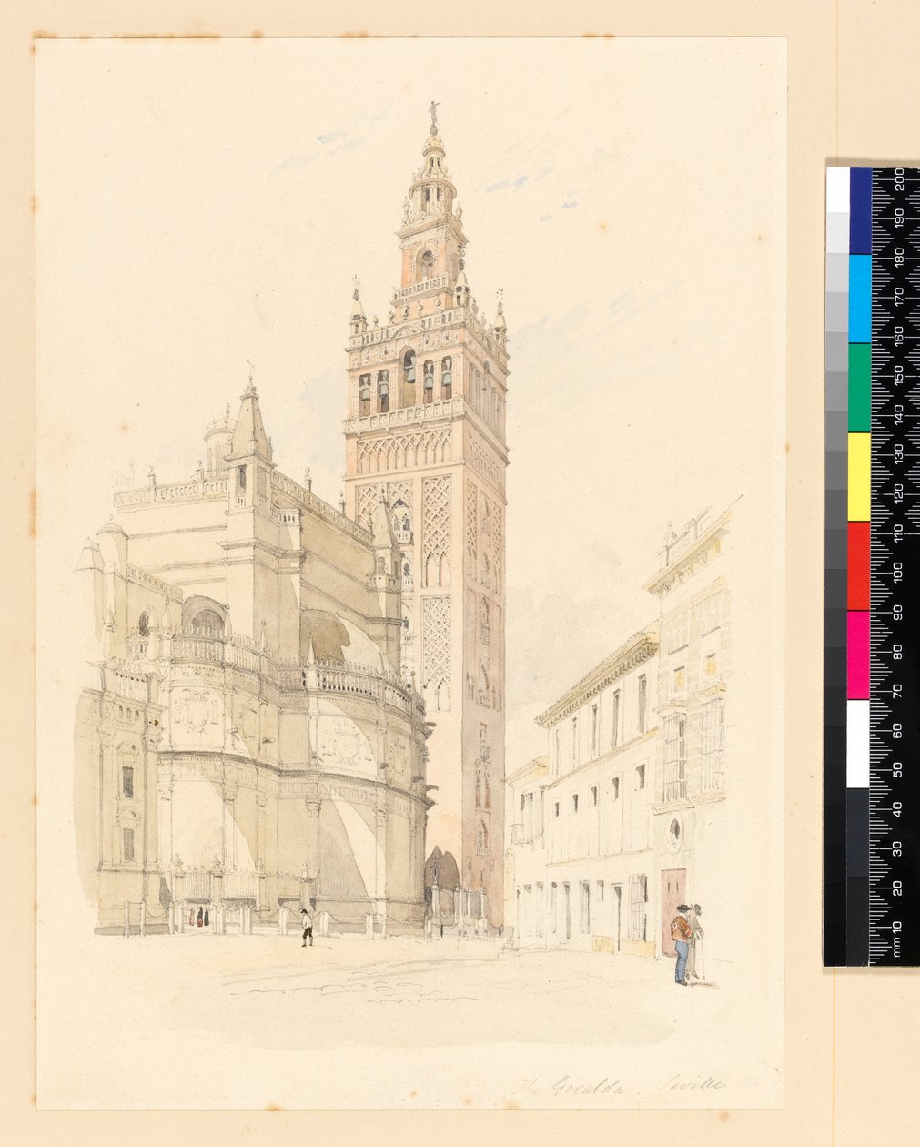 The Giralda, Sevilla, ca 1846 (penna och wc) av Canon G. F. Weston