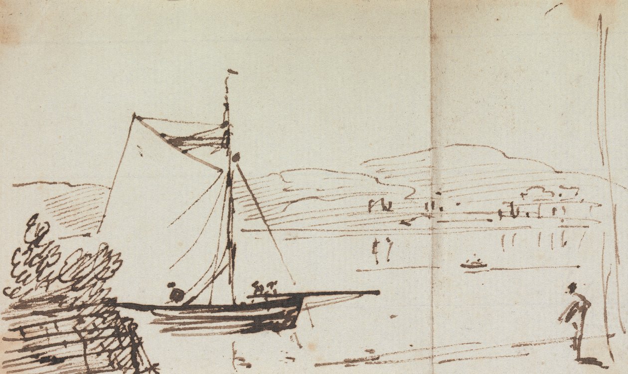 Skiss av en segelbåt av Capt. Thomas Hastings