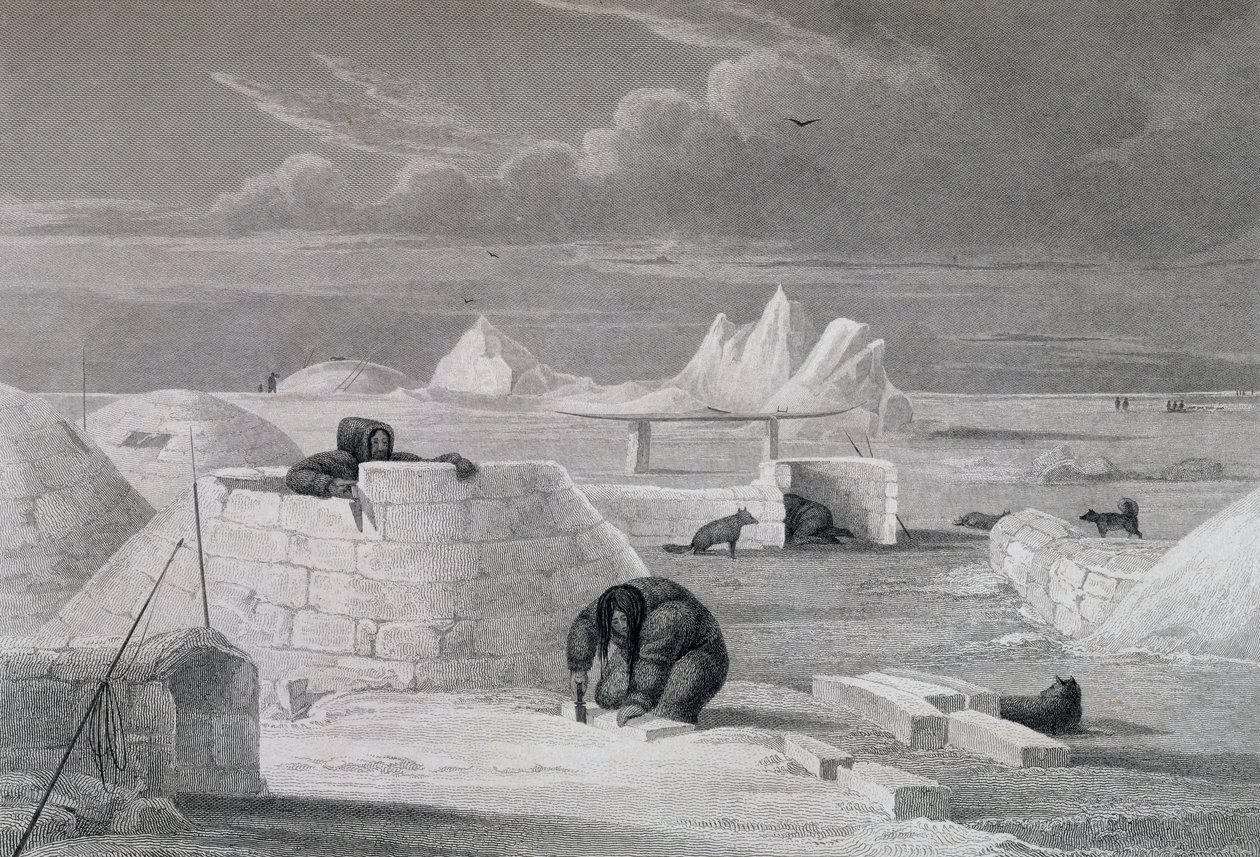 Esquimaux bygger en snöhydda, från 