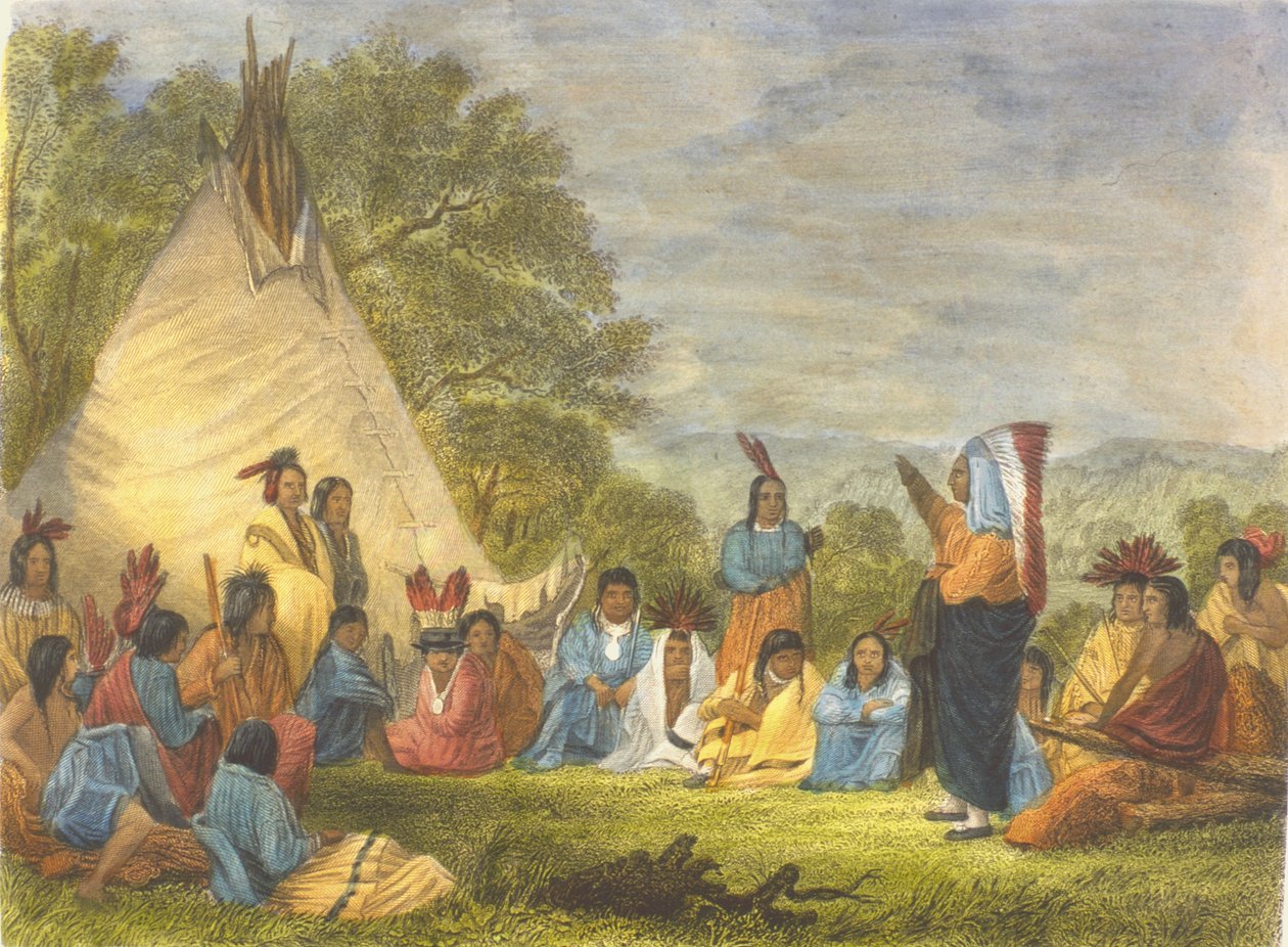 Indianer i rådet, 1853 av Captain Seth Eastman