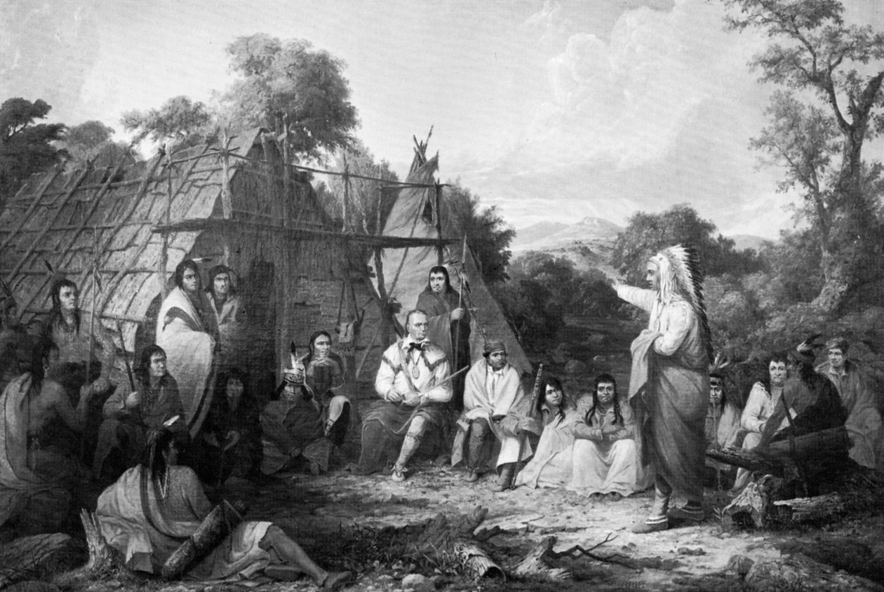 Indian Council, c1847. av Captain Seth Eastman