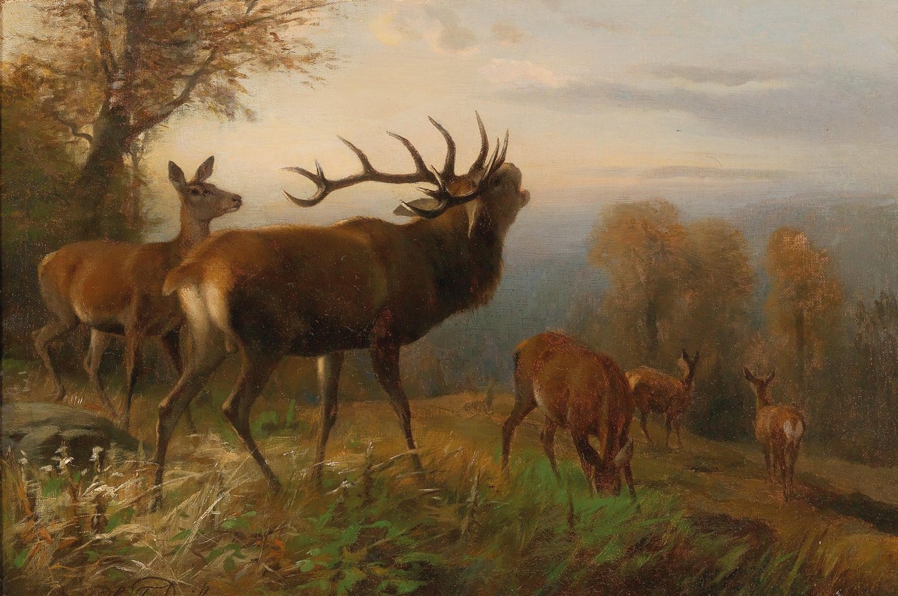 Herd of Red Deer av Carl Friedrich Deiker