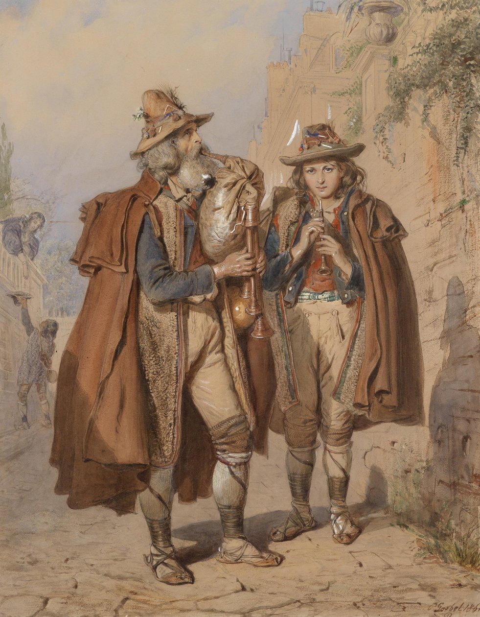 Bagpiper och flöjtspelare av Carl Goebel
