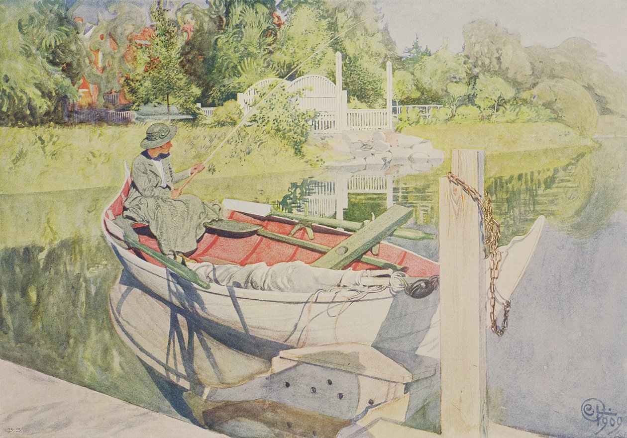 Fiske, 1909 av Carl Larsson