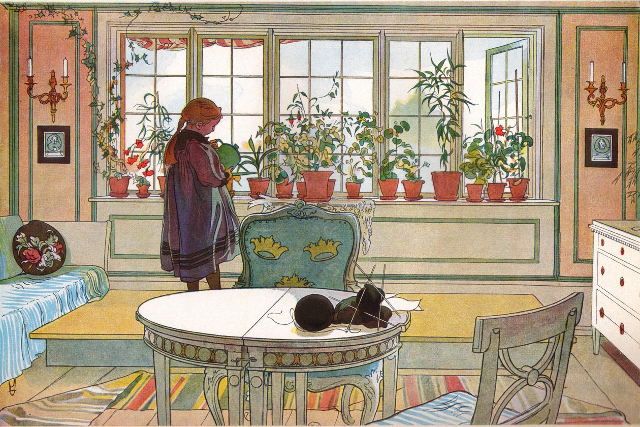Flowers on the windowsill av Carl Larsson