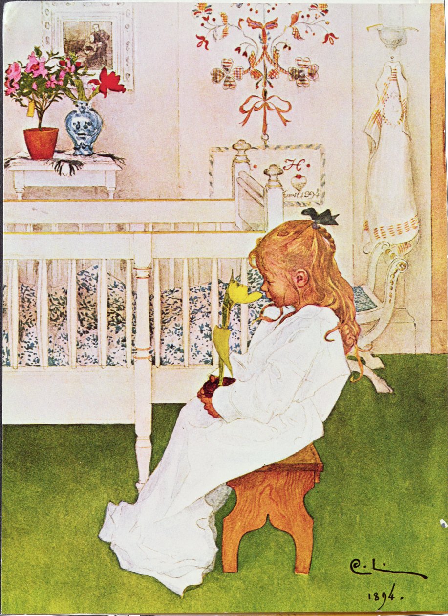 Lisbeth med en gul tulpan av Carl Larsson
