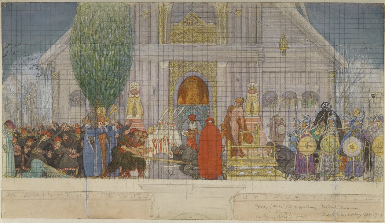 Förberedande skiss till midvinteroffer av Carl Larsson