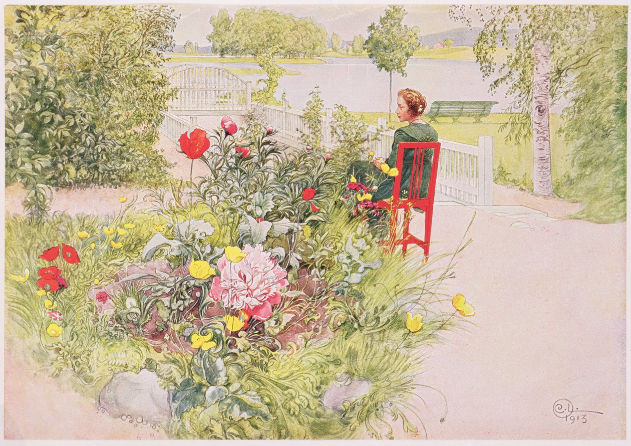 Sommar i Sundborn, 1913, från en kommersiellt tryckt portfölj, publicerad 1939 (färglitografi) av Carl Larsson
