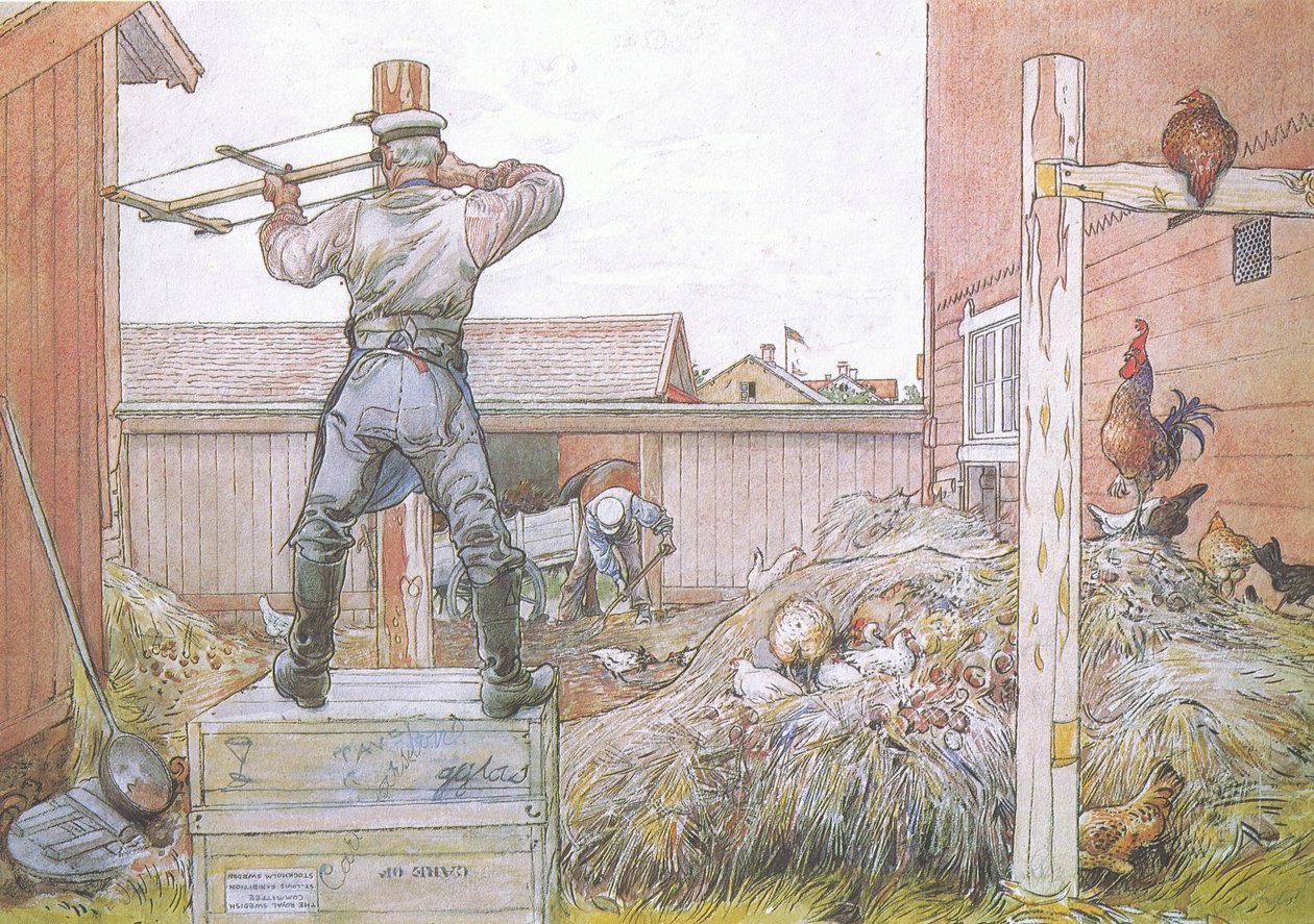 Hanen fortsatte att kråka hela tiden Elfström sågade och hamrade. av Carl Larsson