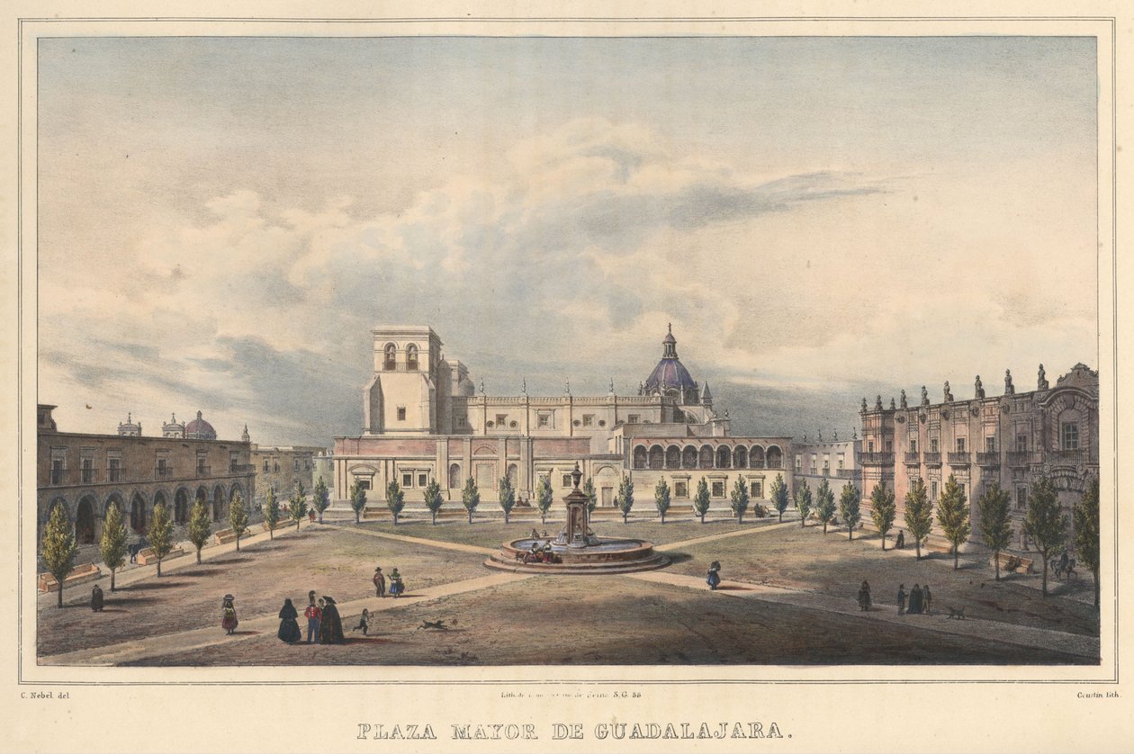 Plaza Mayor De Guadalajara av Carl Nebel