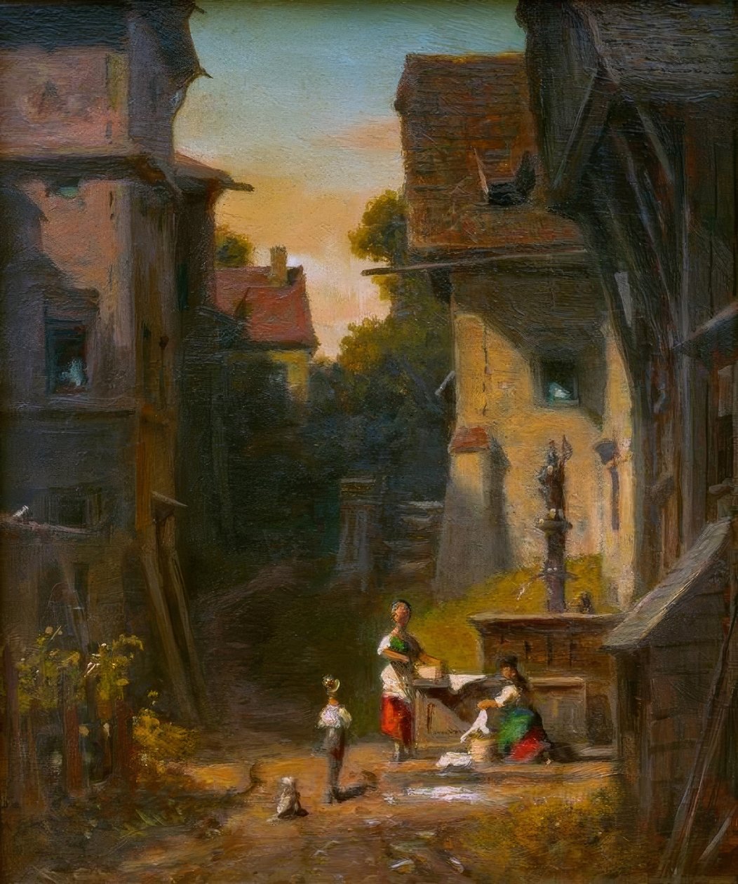 Vid stadens fontän av Carl Spitzweg
