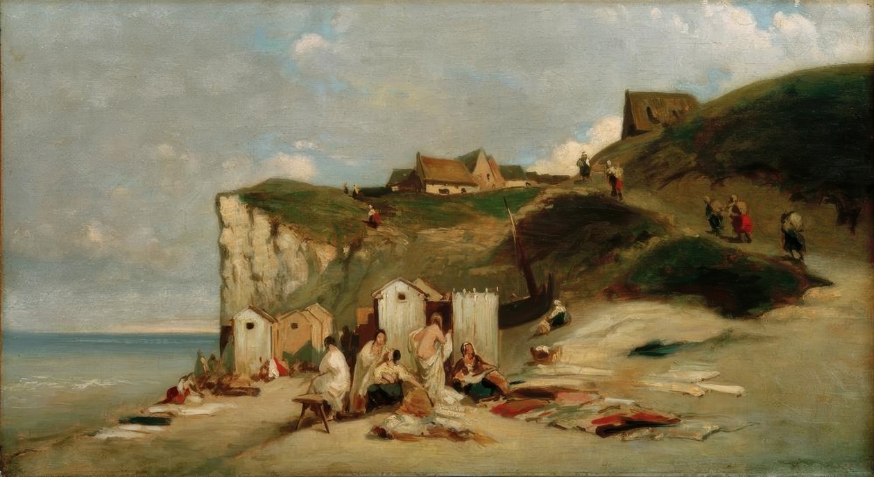 Kvinnor som badar vid havet nära Dieppe av Carl Spitzweg