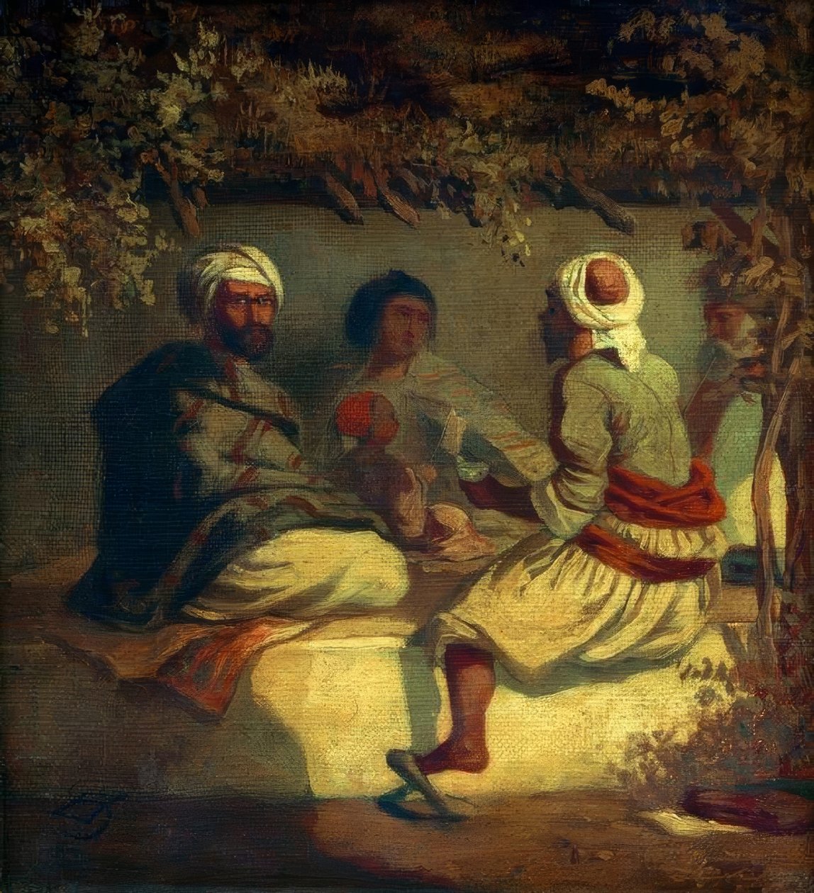 Turkar i en trädgårdsdörr av Carl Spitzweg
