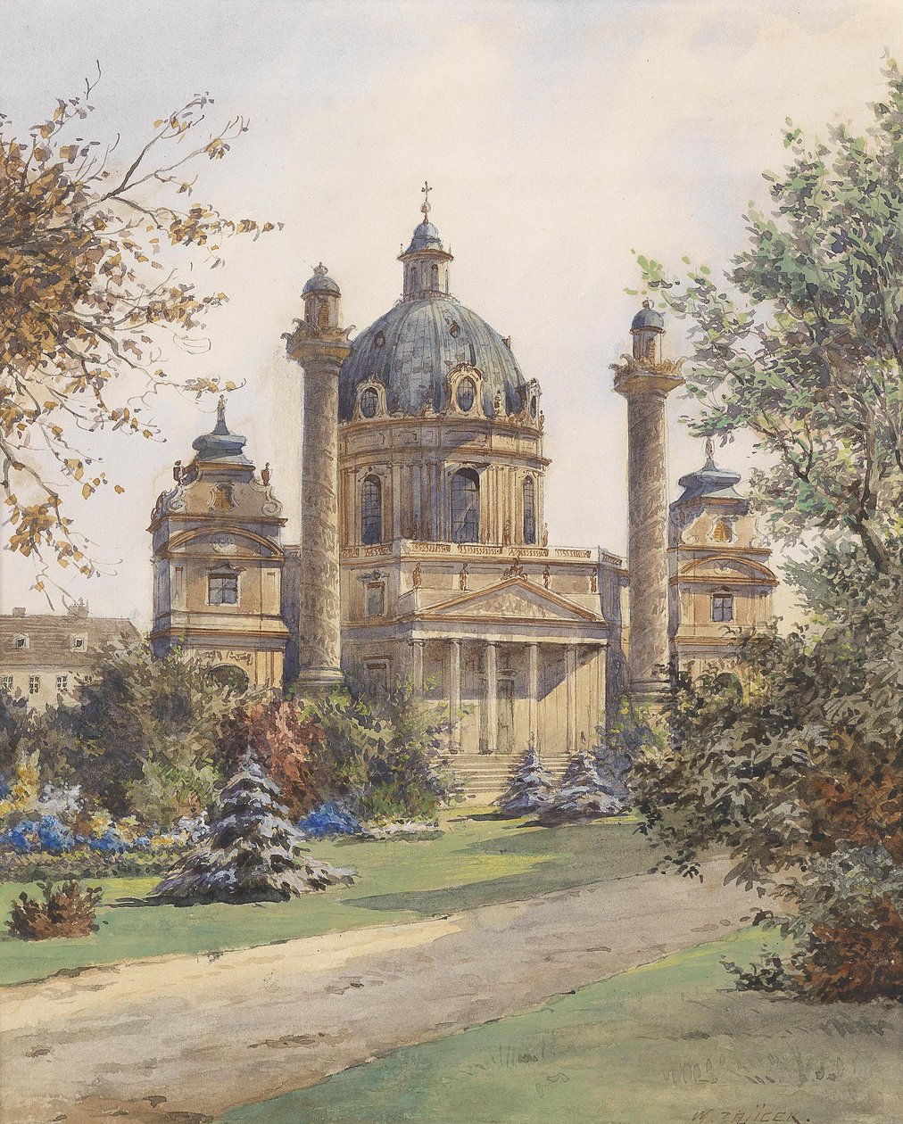  Die Karlskirche in Wien av Carl Wenzel Zajicek