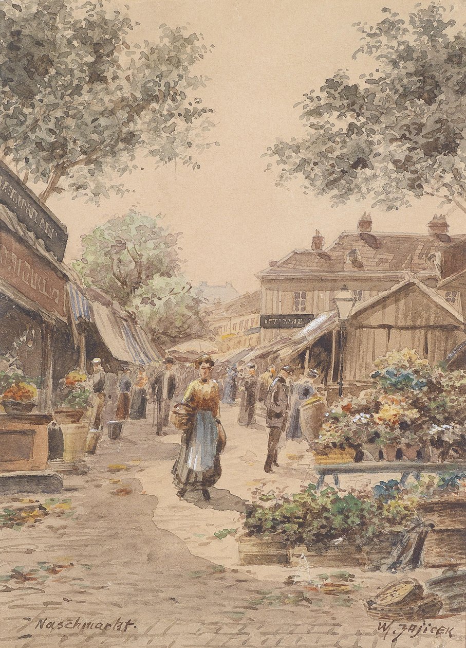  Motiv på Naschmarkt av Carl Wenzel Zajicek