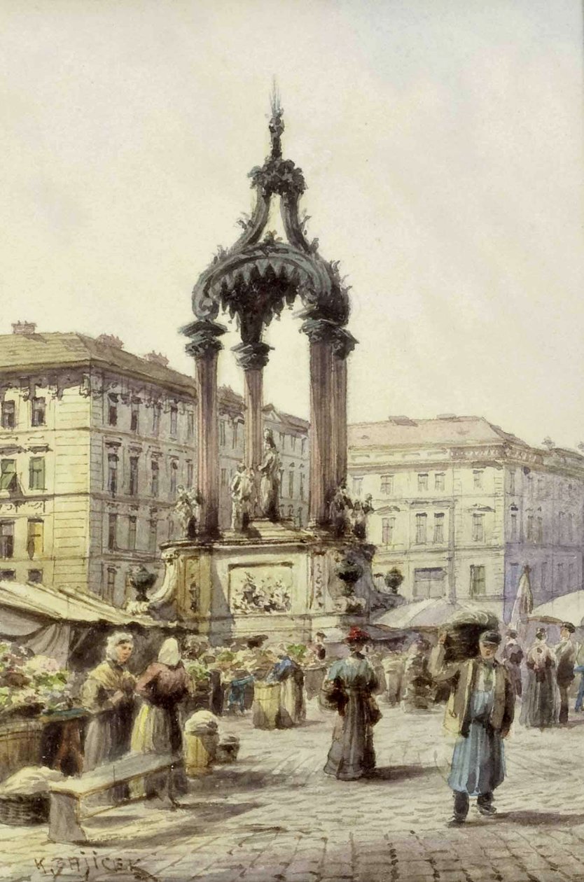  Reges Treiben am Hohen Markt in Wien av Carl Wenzel Zajicek