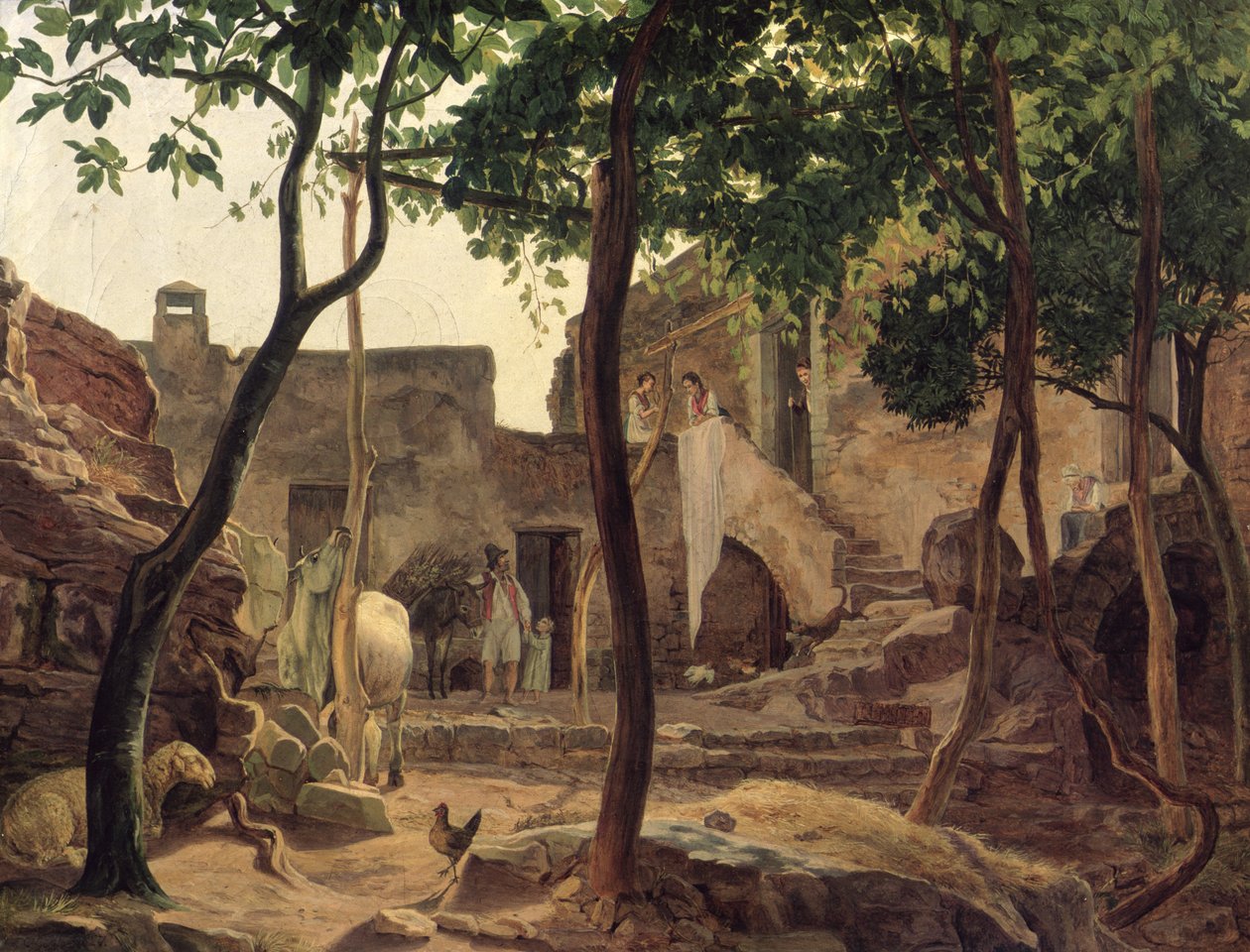 Gård nära Sorrento, 1827 av Carl Wilhelm Goetzloff