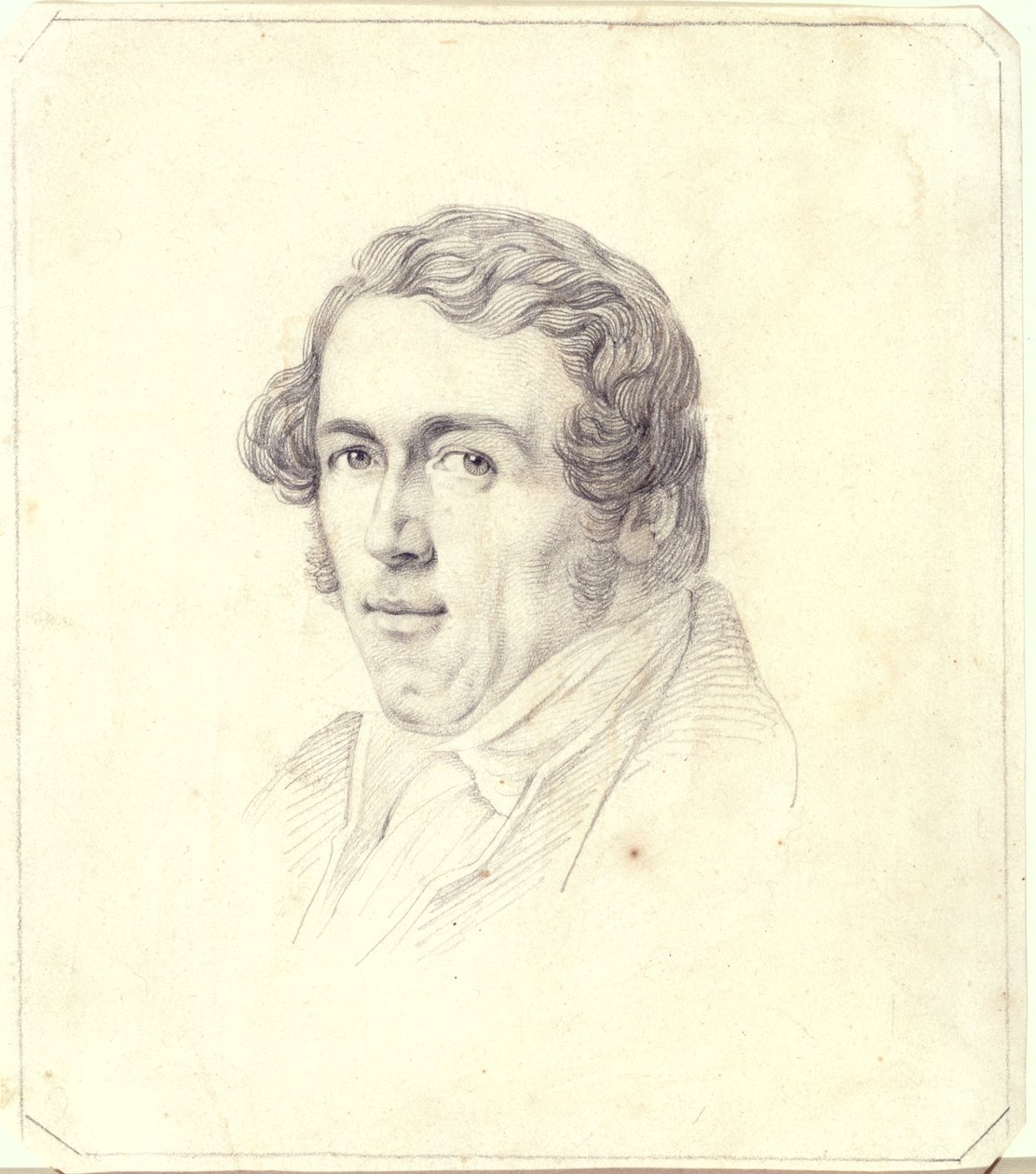 Självporträtt, ca 1825 (penna på gult papper) av Carl Wilhelm Goetzloff