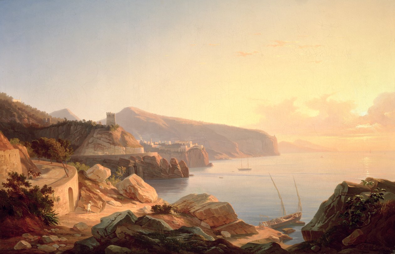 Sorrentobukten, nära Vico, ca 1855 av Carl Wilhelm Goetzloff