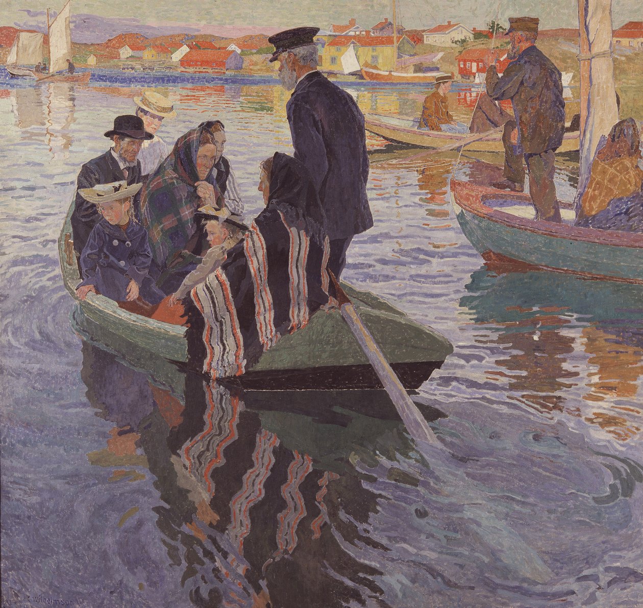 Kyrkobesökare i en båt av Carl Wilhelm Wilhelmson