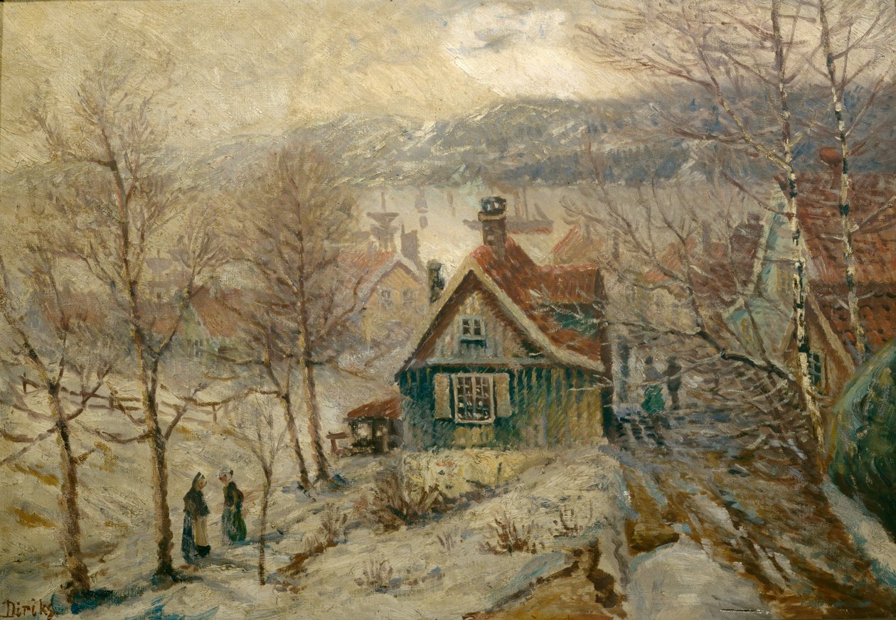 Kustlandskap med hus av Carl Edvard Diriks