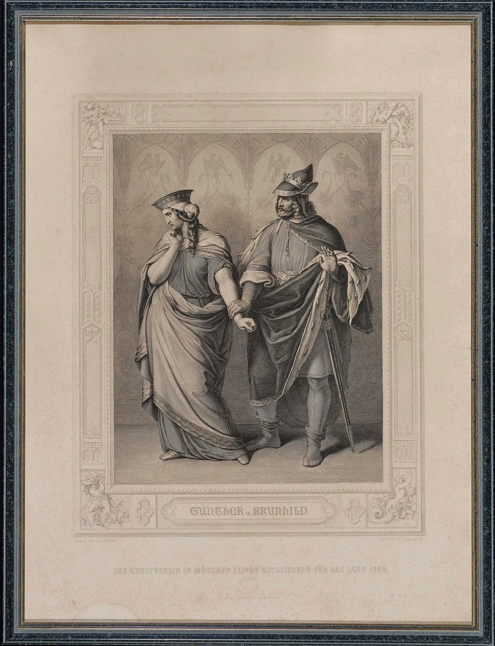 Nibelungenlied. Gunther och Brunhild, 1860. av Carl Arnold Gonzenbach