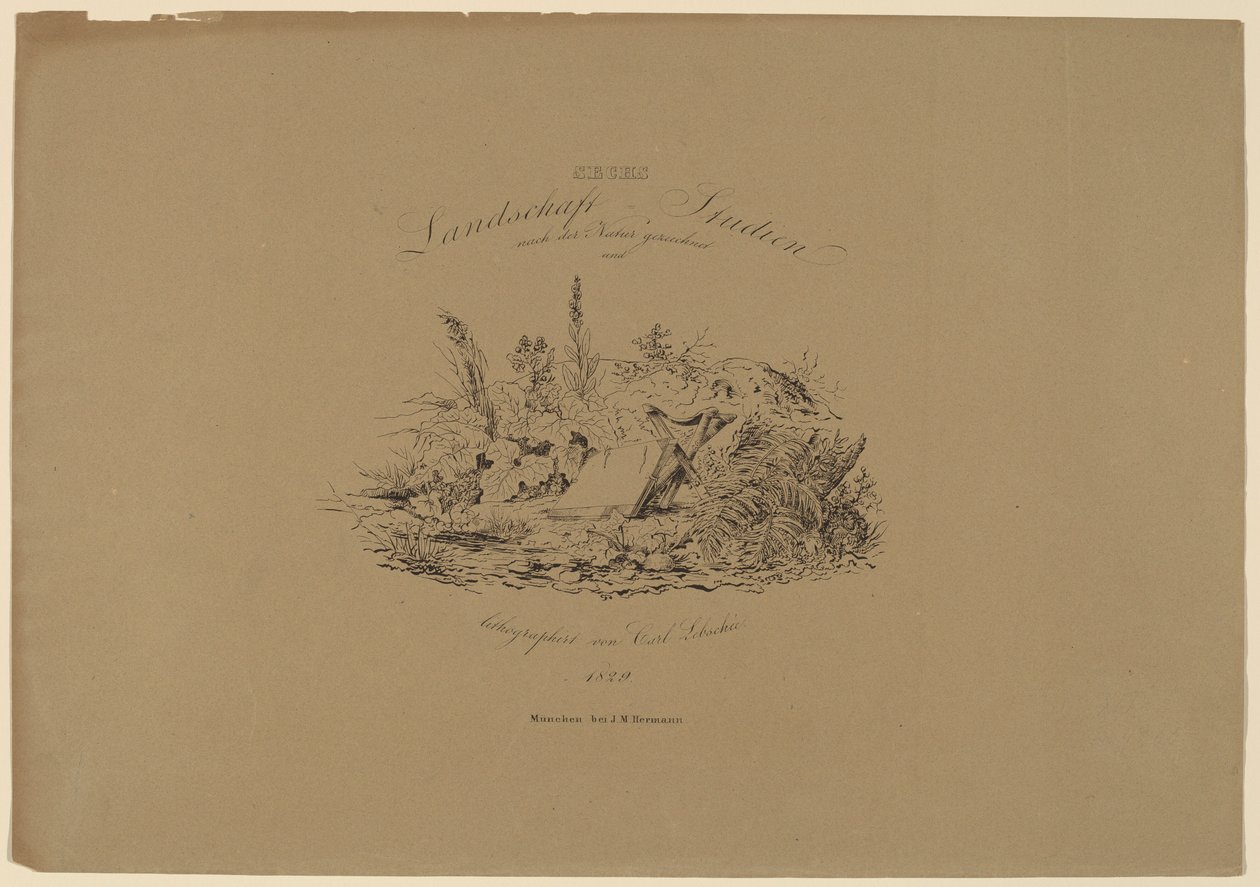 Sex landskapsstudier från naturen av Carl August Lebschee
