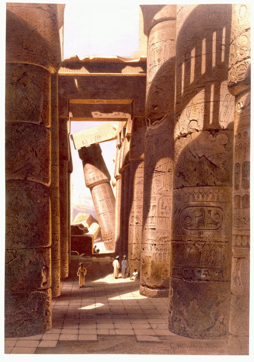 Ruiner av Karnaks tempel, 1874 av Carl Friedrich Heinrich Werner
