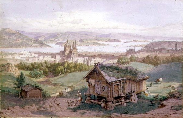 Utsikt över Christiania av Carl Friedrich Heinrich Werner