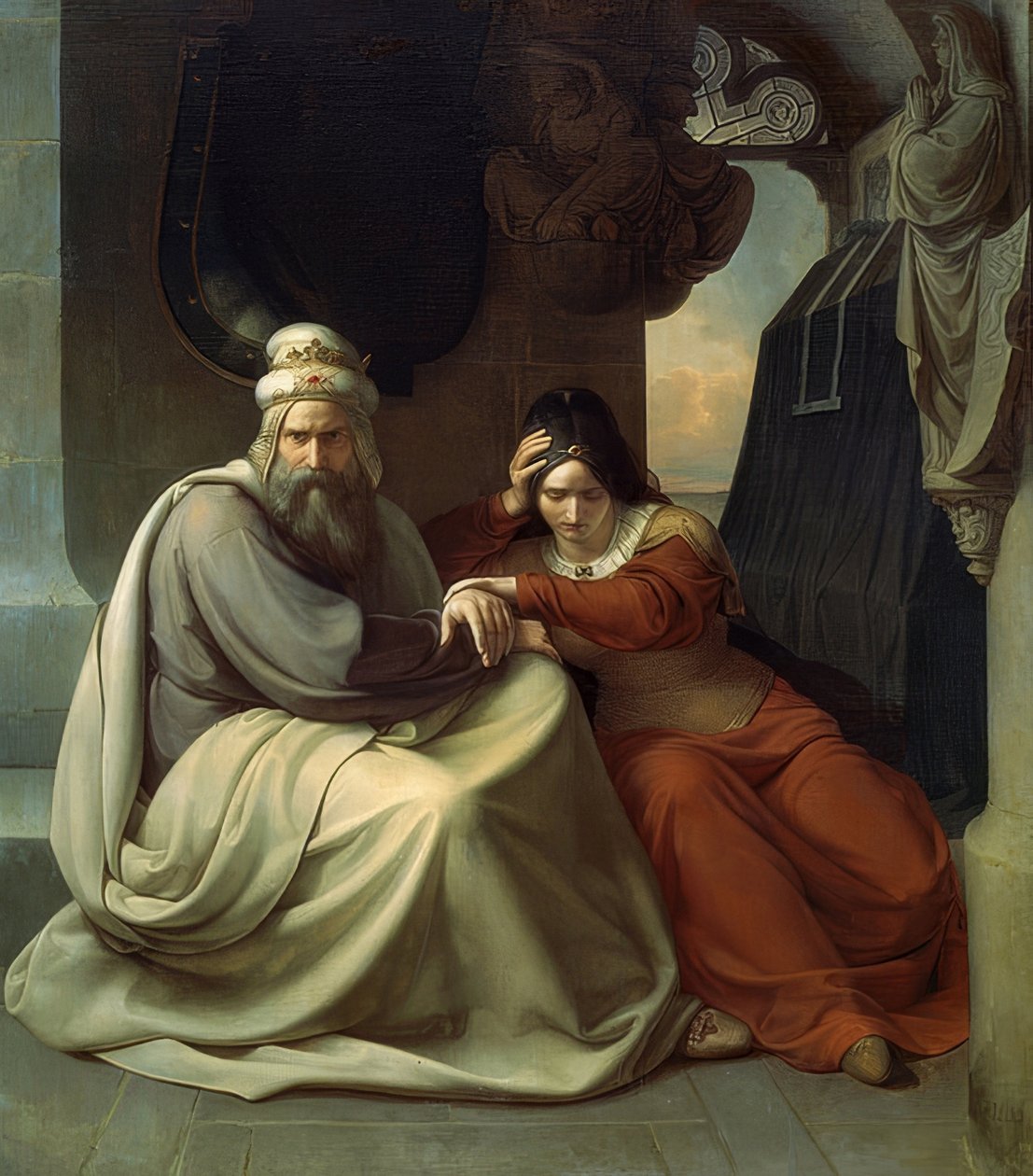 Det sörjande kungaparet. 1830 av Carl Friedrich Lessing