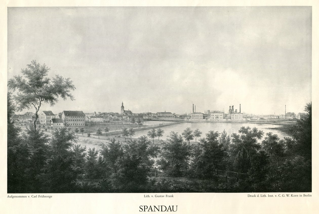 Utsikt över staden Spandau omkring 1860 av Carl Frühsorge